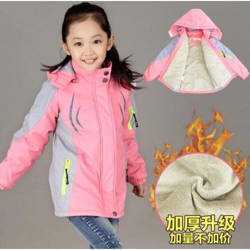 Girls winter warm jacket 3-16T kids spring windbreaker waterproof teenage hooded velvet lining thickness snowsuit baby girl coat