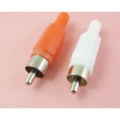 10pairs RCA Phono Male Plug Solder Type Audio Video Cable Connector Red & White New