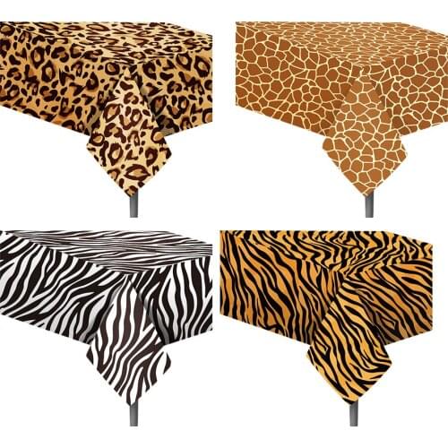 130*220cm Jungle Animals Wild Disposable Zebra Leopard Happy Birthday Tablecloths Kids Baby Shower Party Decoration Tablecover