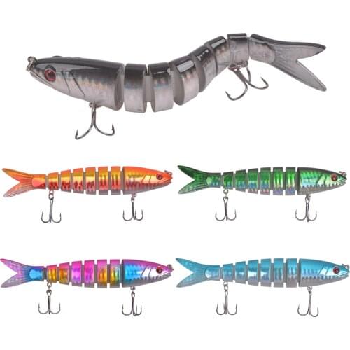 5PCS Lifelike Multi Jointed Swimbaits Slow Sinking Swimming Hard Lures For Bass Trout 8 Segmented Plastic Fishing Lures