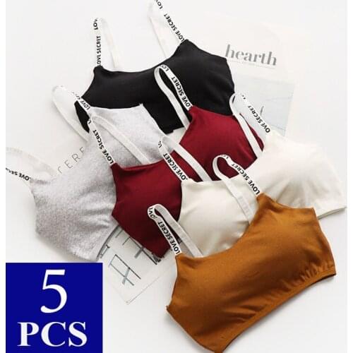 5pcs Women Sports Tube Top Female Underwear Push Up Brassiere Sexy Lingerie Ladies Tops Tank Seamless Soft Underwear Cotton Bra