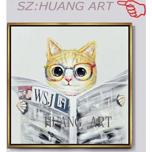 Abstract 100% Hand-painted Animal Cute Cat Oil Painting Picture Wall Decoration Canvas Art Unframed Home Wall Pieces Artw