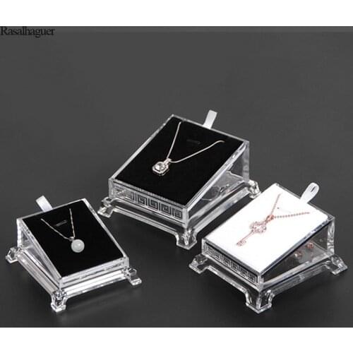 Hot Selling Acrylic transparent pendant box Necklaces jewelry display props rings display plexiglass jade tray wholesale