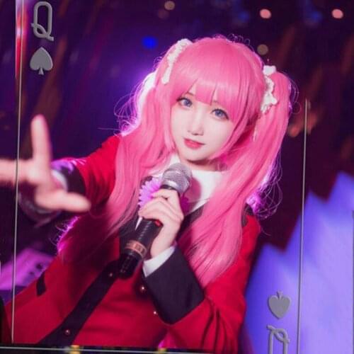 Anime Comic Kakegurui Cosplay Wig Yumemite Yumemi Cosplay Wig Long Pink Synthetic wig Cosplay Accessories Girls Cosplay Hair