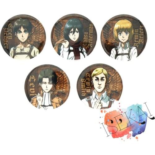 Attack on Titan Anime Badge Eren Levi Armin Arlelt Erwin Smith Metal Badge Brooch Pins