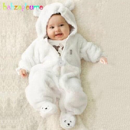 Babzapleume 3-9Months/Autumn Winter Newborn Rompers Boys Girls Clothes Cartoon Cute Hooded Baby Jumpsuit Infant Clothing BC1574