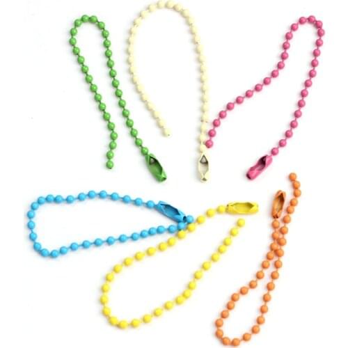 50pcs (12cm/4.72inch) 2.4mm Colorful Ball Bead Chains Fits KeyRing/Key Chain/Dolls/Label Hand Tag Connector DIY Jewelry Making