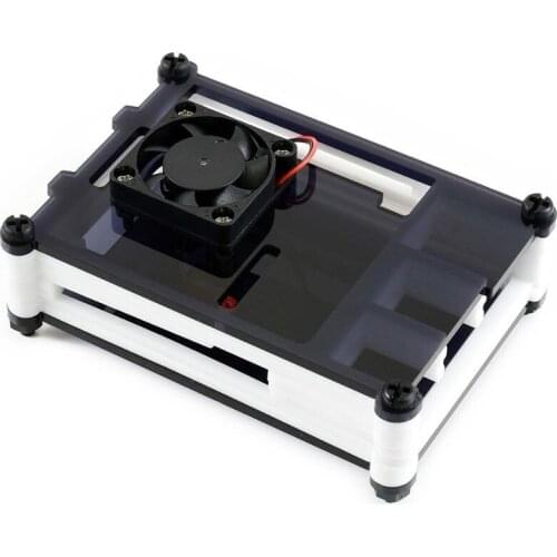 Black/White Acrylic Case for Raspberry Pi 4 Model B, with Cooling Fan ,dust resistance, good heat spreading