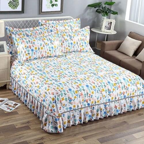 Home textile Bedding Sheet Thicken Flowers Printing Flat Sheets Skirt Bed Sheet Bedding Linen for King Queen Size No Pillowcase