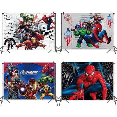 Avengers Iron Man Hulk Captain Party Backdrops Photobooth Backdrop Cloth Stand Superhero Children Birthday Party Wall Decoratio