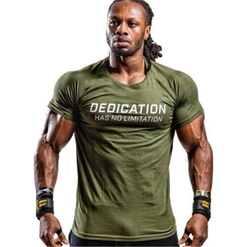 New male T shirt Gyms Tight Cotton T-shirt Mens Bodybuilding Running Short sleeve Tees Tops Brand Clothing sports T-shirt Men