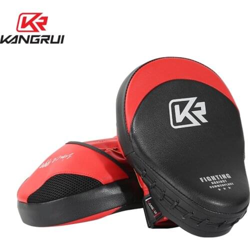 Kangrui 1 Pair Kids Adults MMA Mauy Thai Boxing Pads Punching Training Focus Mitts Strike Target Martial Arts Sanda Gear DEO