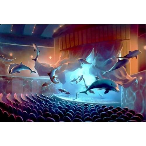 Cinema dolphin The wooden puzzle 1000 pieces ersion jigsaw puzzle white card adult childrens educational toys
