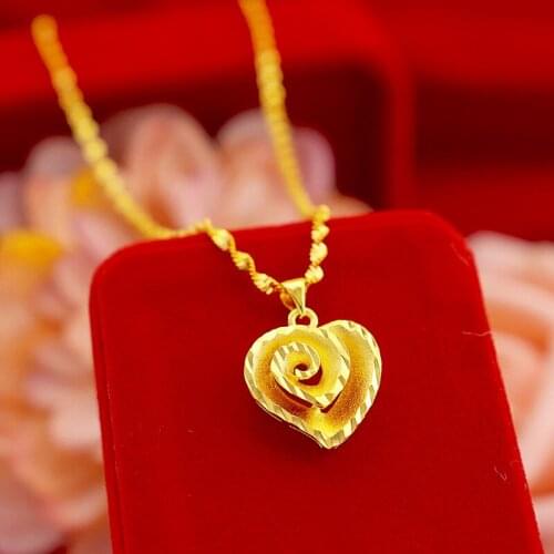 KOREAN REAL 18K GOLD NECKLACE PENDANT FOR WOMEN WEDDING ENGAGEMENT JEWELRY PEACH HEART CHAIN NECKLACE CHOKER BIRTHDAY GIFTS