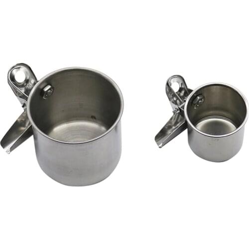 Pigeon Feeder with clip Stainless Steel Food Water Bowl Farm Equipment Feeding Bird Single Cups Bird Feeder Supplies 1 Pc