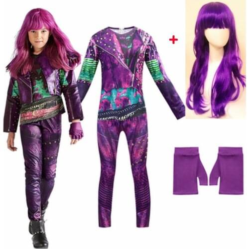 Audrey Evie Evil Mal Descendants Cosplay Costume Girls Birthday Party Halloween Costume And Wig For Kids Disguise Descendants 3