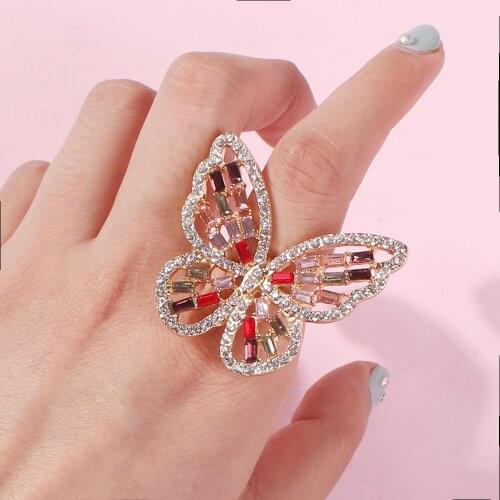 Trendy Glitter Butterfly Rings For Women Men Lover Couple Rings Set Friendship Engagement Wedding Open Rings 2021 Jewelry