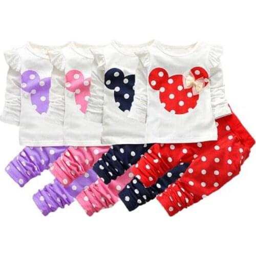 Girls Set Full Shirt And Pants 2 pcs Suit Cartoon Mickey Minnie Kids Spring Autumn Clothes For Children Baby Girl Clothing Sets