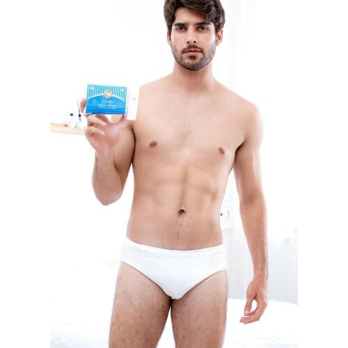Mens 100% Cotton Disposable Panties Male Business Traveling Underwear Hotel Wash-Free Briefs For Men White 40pcs/lot JJ-012M