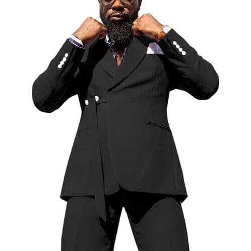 Men Wedding Suits Double Breasted Slim Fit 2 Piece Set For Groom Marriage Party Tuxedos Male Fashion Jacket with Pants 2021