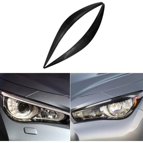 For Infiniti Q50 2014-2018 Real Carbon Fiber Headlight Cover Eyebrows Eyelids Car Sticker Trim Protector