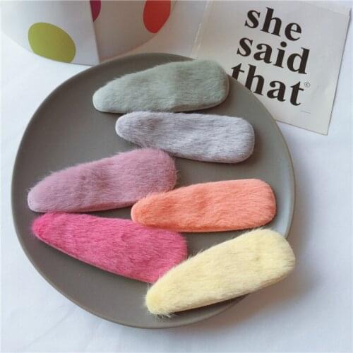 15pcs/lot 8.8*3.3cm Hair imitation mink water drop bb Clip Cover Padded Appliques DIY handmade Children Hair Accessories