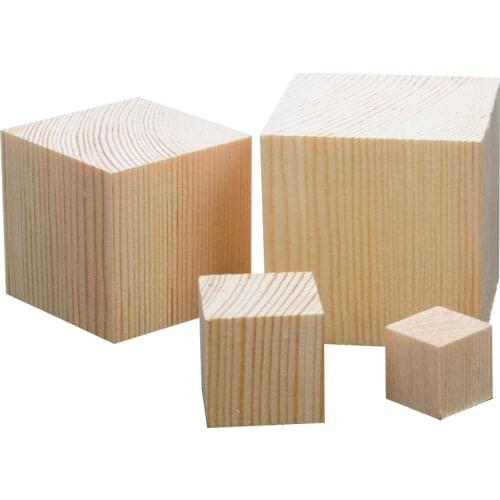 Unfinished Natural Solid Pine Wood Blocks Wood Cubes for Handmade Puzzle Making Photo Blocks Crafts DIY Projects