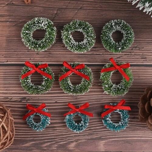 New 10 pcs Christmas Wreaths Miniature Fairy Garden Home Decoration Mini Craft Dollhouse Micro Decor DIY Gift Dollhouse Decor