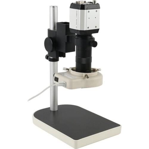 2.0MP VGA USB AV TV Industrial Cross Line Camera Optical Video Monocular Microscope Digital Eyepiece+Ring Light+100X Lens+Mount