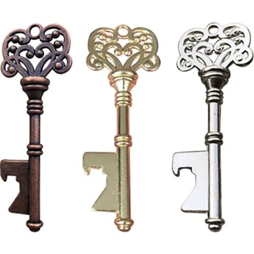 Key-shape Zinc Alloy Bottle Opener Antique Beer Wine Bottle Openers Keychain Outdoor Portable Gadgets Open up Beverage Jar