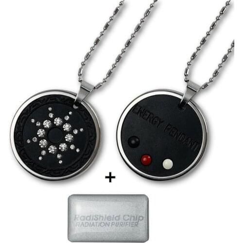 Negative Ions Quantum Pendant Necklace Vintage Jewelry for Women Men with 2 Pieces Anti EMF Mobile Shield Stickers
