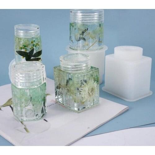 DIY Resin Seal Pot Silicone Mold Square Cylinder Storage Box Mould Handmade Jewelry Accessories Storage Box Molds