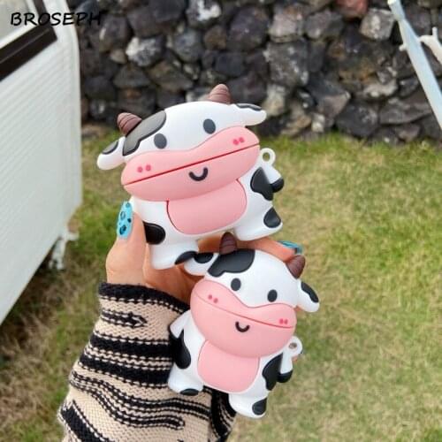 3D Cute Cartoon Cows Shockproof Headphone Case For Apple Airpods 2 Soft Silicone Earphone Cover For Airpods Pro Accessories