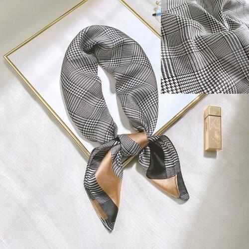 Aurdolf 2020 new scarf women printed silk square foulard ladys neck hair Scarf design plaid kerchief fashion girl hair scarves