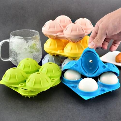 Silicone ice ball mold, whiskey ice mold, plastic ice round 4 hole ice ball ice cube ice box mold with lid