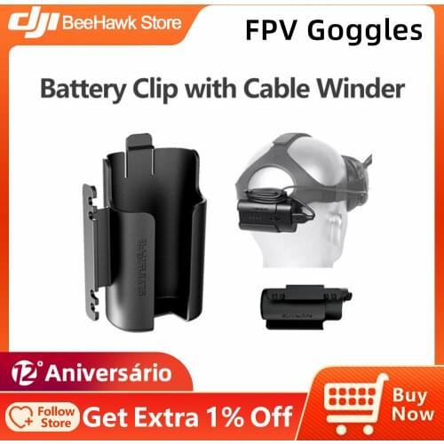 FPV Goggles Battery Clip with Cable Winder Headband Battery Storage Case Back Clip Holder for DJI FPV Goggles V2 &V1