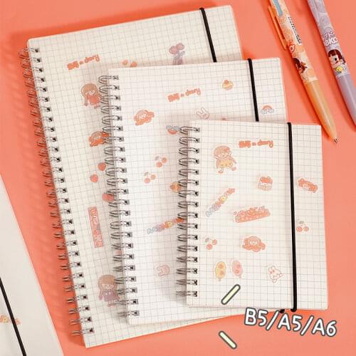 Notebook Spiral Sketchbook Graffiti Notebook for School Supplies Size A5&A6 160 Pages Coil Notebook Grid Blank Page Cute Planner