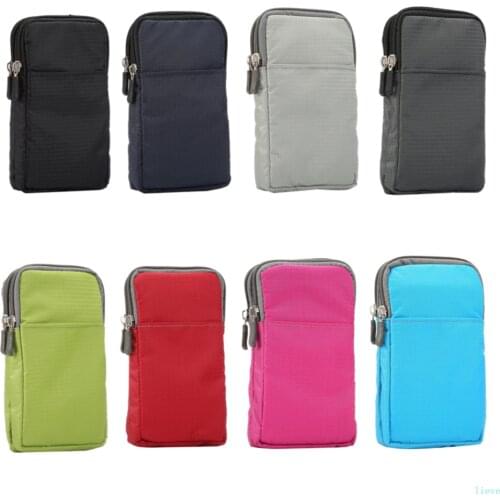 Universal For All Below 6.3-6.9 inch Mobile Phones Pouch Outdoor 3 Pockets 2 Zippers Wallet Case Belt Clip Bag for smartphone