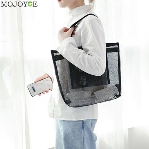 Women Fashion Transparent Handbags Large Capacity Shopping Mesh Female Classic Elegant Shoulder Handbags Shoulder Bags