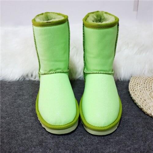Mid Calf 2020 New Design Shoes Woman Genuine Leather Snow Boots Natural Wool Inside Winter Snow Boots For Womens Winter Shoes