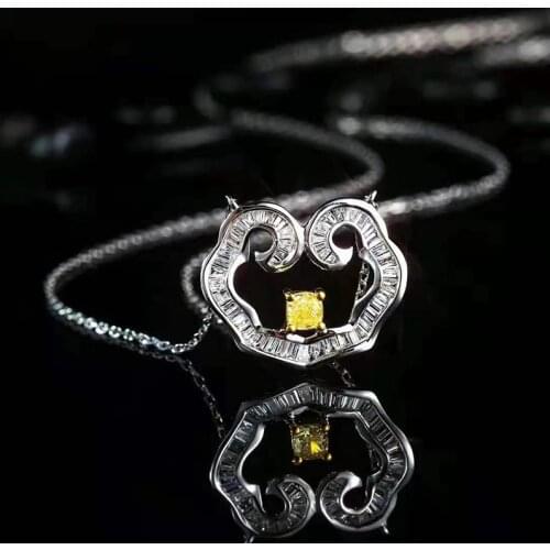 18 Inch Link Chain Au750 Real Natural Diamond Gifted for Women Fine Jewelry 18K-Gold Necklace