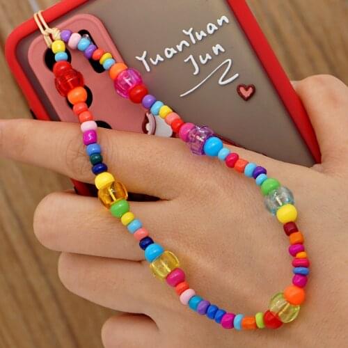 2021 Universal Mobile Phone Strap Lanyard Colorful Pearl Soft Pottery Rope For Cell Phone Case Hanging Cord Key Chains Lanyard