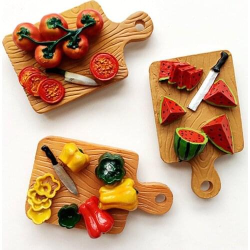 Handmade Painted Chili Tomato And Watermelon 3D Fridge Magnets Tourism Souvenirs Refrigerator Magnetic Stickers Home Decor