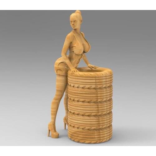 3D model for cnc or 3D printers in STL file format -Bikini beauty tire pen container