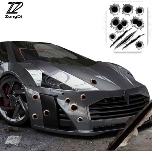 ZD 3D Cool Bullet Hole Car Stickers Auto Accessories for Lada Kia Rio K2 Buick Citroen C4 C5 Ssangyong MG Mazda 6 3 styling