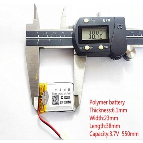 5pieces/lot) Free shipping 3.7V lithium polymer battery 612338 062238 MP3 DIY Speaker millet Bluetooth 550MAH