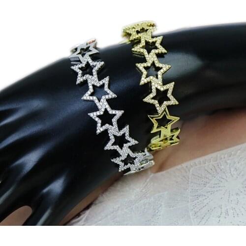 5Pcs Star Bangle Zircon Hollow Star Metal Bangle Hollow Star bangle Mix color metal Bracelet Mix color Women bangle 51433