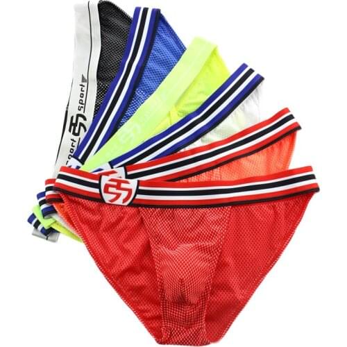 6PCS Men Underwear Sexy High Fork Low Waist Briefs Breathable Mens Slip Cueca Male Panties Wide Belt Underpants Briefs