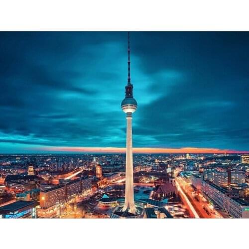 Diamond Embroidery Diamond Painting TV tower landscape Full Drill round 5D DIY Picture Of Rhinestone Diamond Mosaic landscape