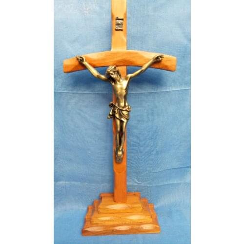 34 CM large --TOP Christianism Jesus Christ On Cross the crucifixion Crucifix Religious metal table statue
